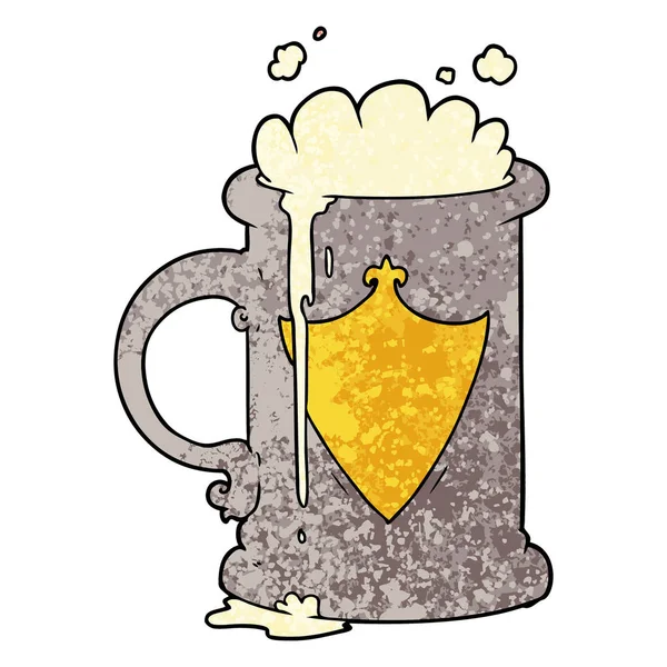 Vector Illustration Cartoon Foaming Beer — Stock Vector
