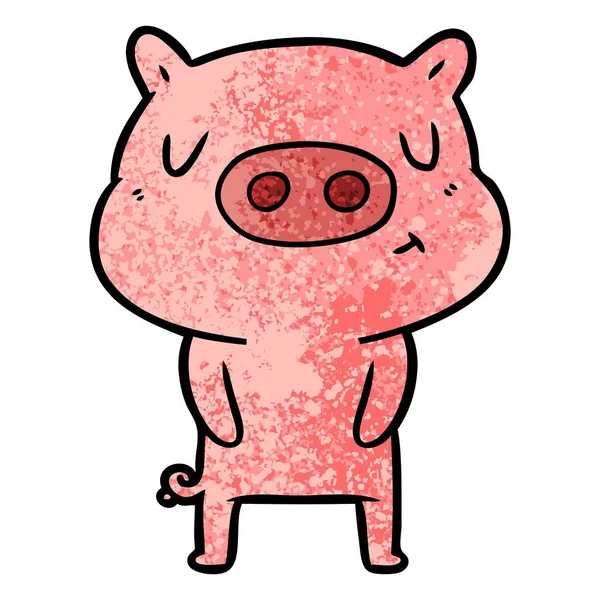 Vector Illustration Cartoon Content Pig — Stock Vector