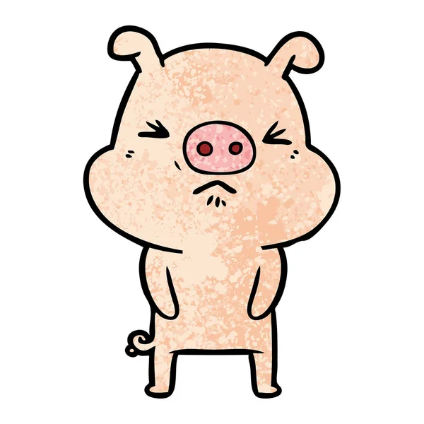 Illustration Vectorielle Cochon Grincheux Dessin Animé — Image vectorielle