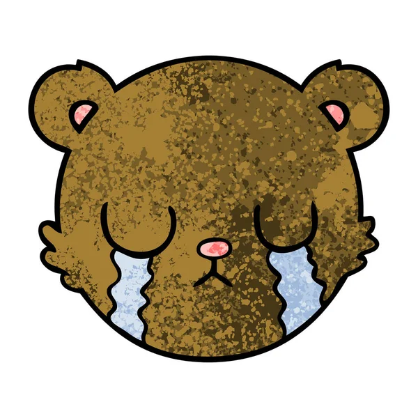 可爱卡通泰迪熊脸哭 — 图库矢量图片
