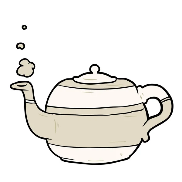 お茶のポットを漫画のベクトル イラスト — ストックベクタ