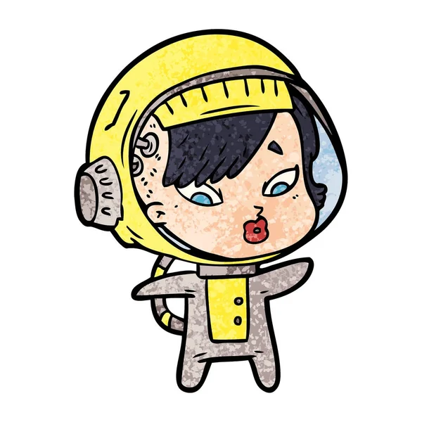 Ilustração Vetorial Mulher Astronauta Desenhos Animados — Vetor de Stock