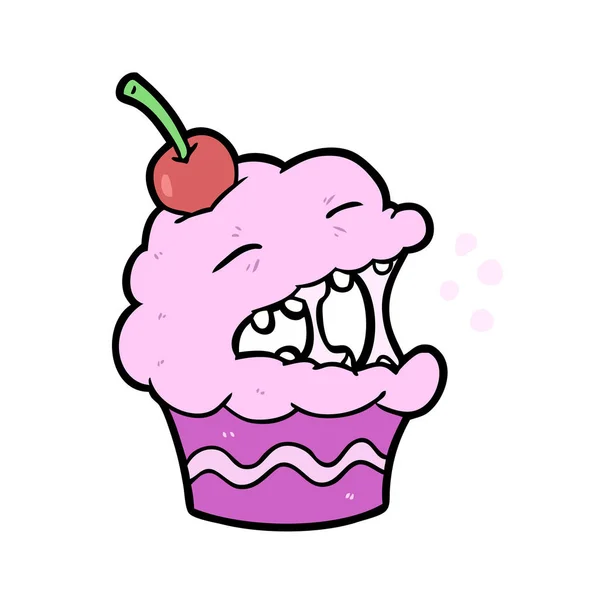 Vektor Illustration Von Lustigen Cartoon Cupcake — Stockvektor