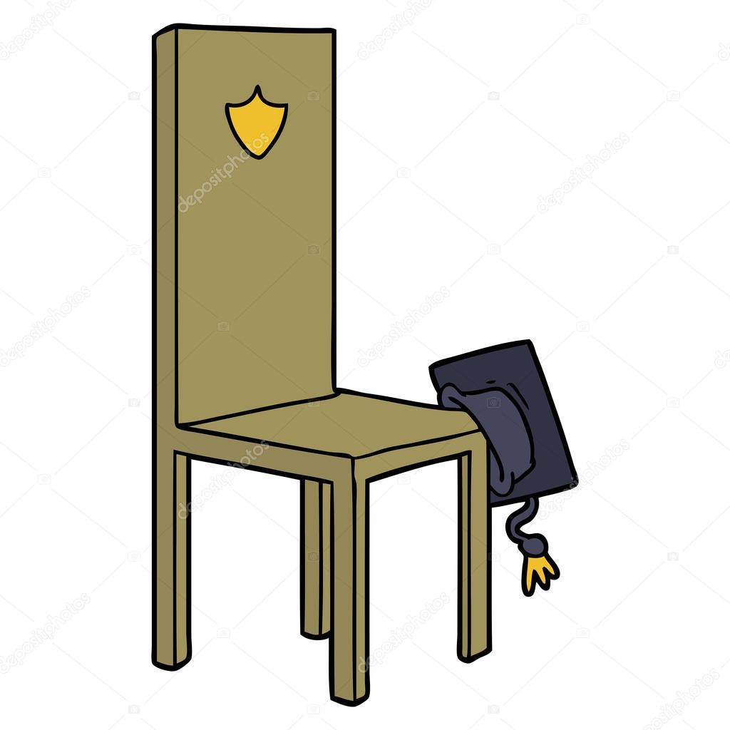 cartoon chair with graduate cap