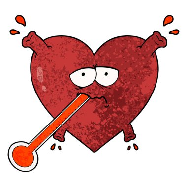 Karikatür kalp çiziminin vektör çizimi
