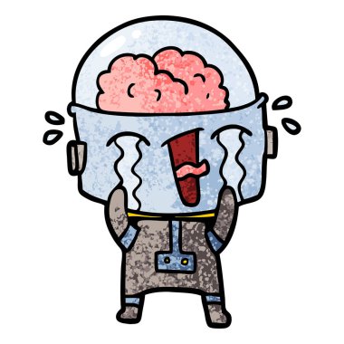 vektör çizim robot ağlıyor çizgi film