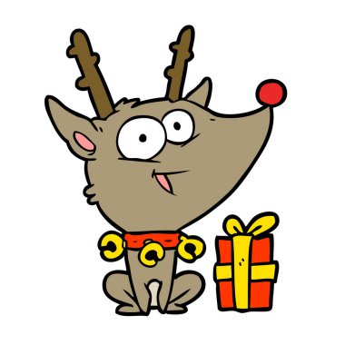 vektör çizim karikatür Noel reindeer
