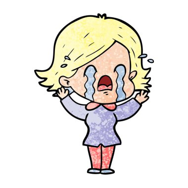 vektör çizim karikatür kadının ağladığını