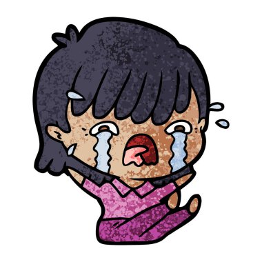 vektör çizim karikatür kız ağlıyor