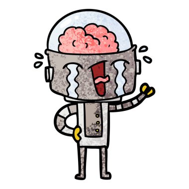 vektör çizim robot ağlıyor çizgi film