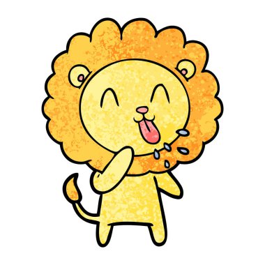 mutlu karikatür aslan vektör çizim