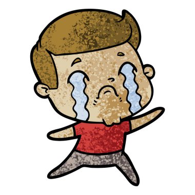 vektör çizim karikatür adam ağlıyor