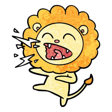 vektör çizim karikatür kükreyen aslan