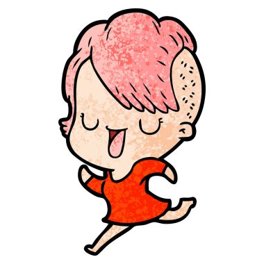 çizgi film keskin mutfak bıçak sevimli çizgi kız hippi saç kesimi ile