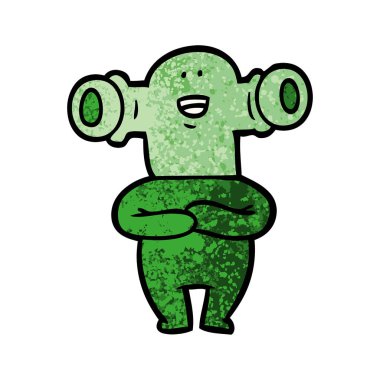 Dostu karikatür uzaylı vektör çizim