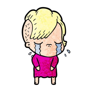 Ağlayan kızın vektör çizimi