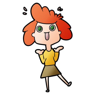 vektör çizim karikatür heyecanlı kadın