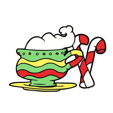 Noel kakao ile şekerler karikatür