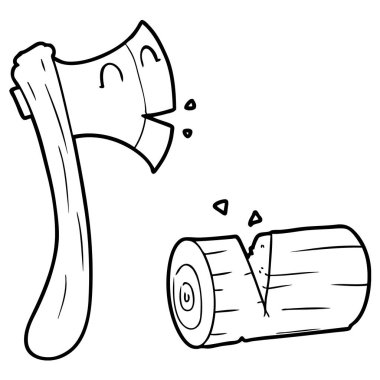 odun kesmenin karikatür balta