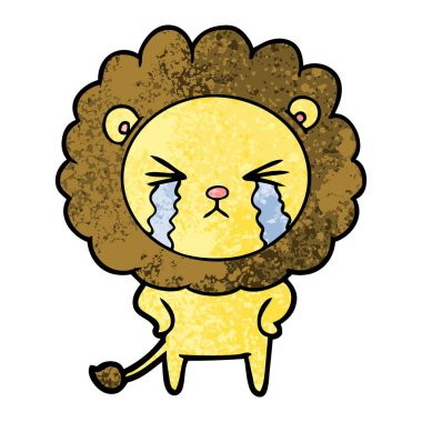 vektör çizim aslan ağlıyor çizgi film