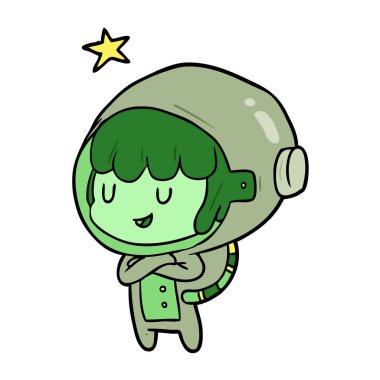 çizgi film kadın gelecekteki astronot uzay giysisi içinde