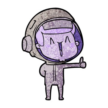 mutlu karikatür astronot vektör çizim
