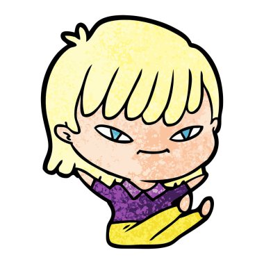 Çizgi filmdeki kadının vektör çizimi