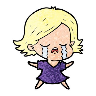 vektör çizim karikatür kız ağlıyor