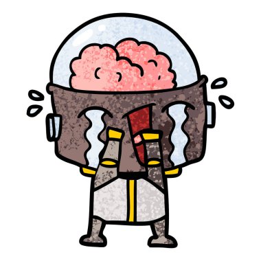 vektör çizim robot ağlıyor çizgi film