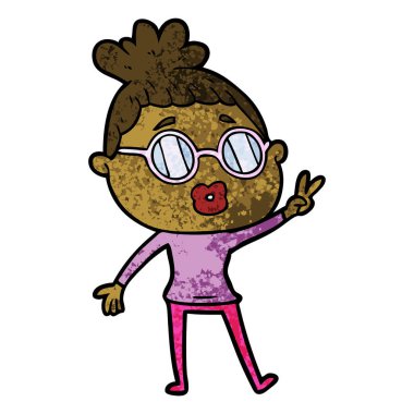 çizgi film kadın barış işareti yapmak