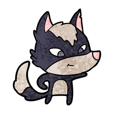 vektör çizim dostu karikatür kurt