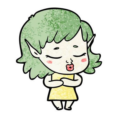 vektör çizim karikatür elf kızı