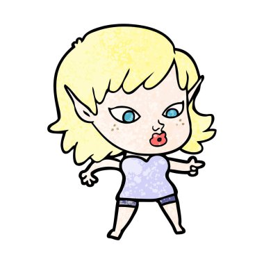 vektör çizim karikatür elf kızı