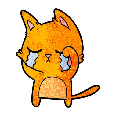 vektör çizim karikatür kedi ağlama