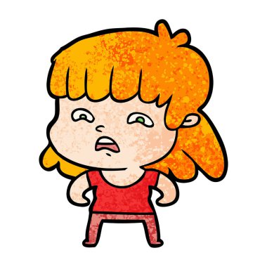 vektör çizim karikatür endişeli kadın