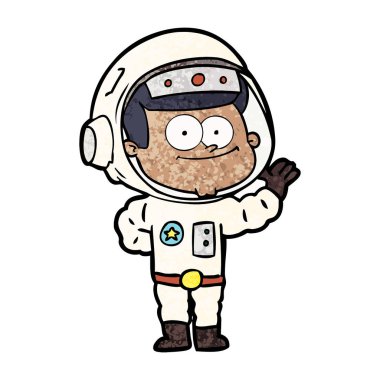 mutlu astronot karikatür vektör çizim