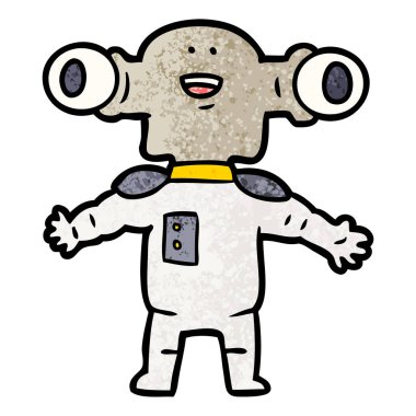 Dostu karikatür uzaylı vektör çizim