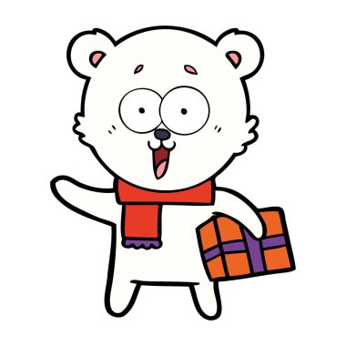 Kutup ayısı Noel mevcut karikatür ile