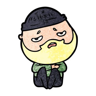 Sakallı endişeli adam çizgi film 