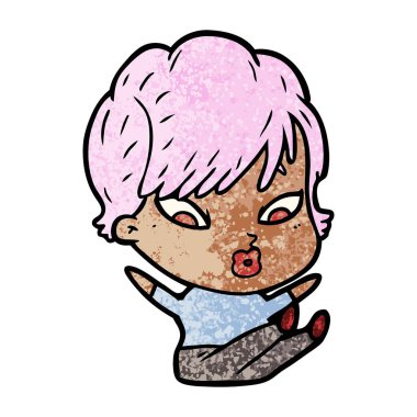 Çizgi filmdeki kadının vektör çizimi