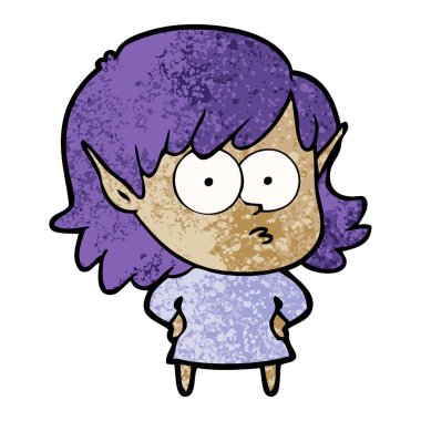 vektör çizim karikatür elf kızı