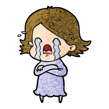 vektör çizim karikatür kadının ağladığını