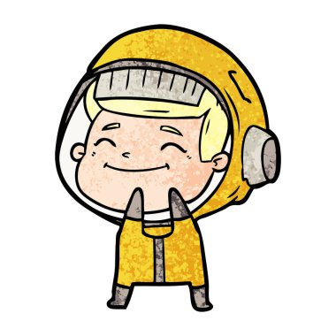 mutlu karikatür astronot vektör çizim