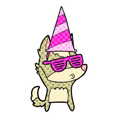 vektör çizim karikatür kurt ıslık