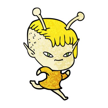 vektör çizim karikatür uzaylı kız