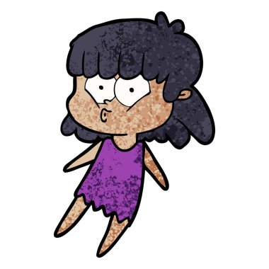 vektör çizim karikatür kız ıslık