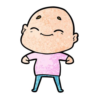 mutlu karikatür kel adam