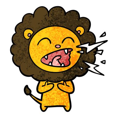 vektör çizim karikatür kükreyen aslan