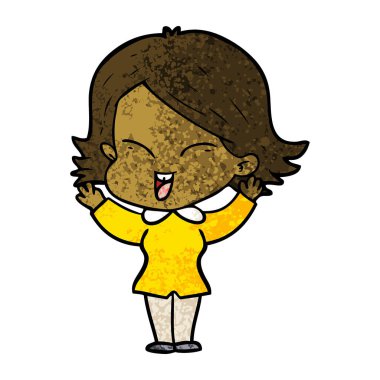 mutlu çizgi film kız vektör çizim