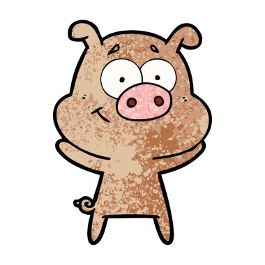 mutlu karikatür domuz vektör çizim